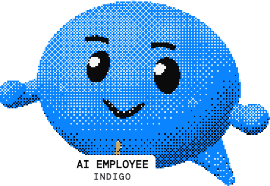 Blue, Indigo's AI employee, listening