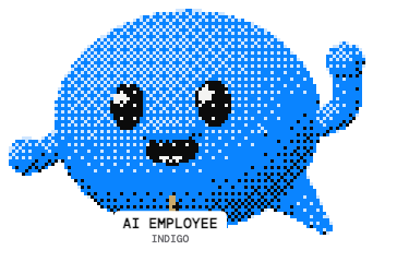 Blue, Indigo's AI employee, waving