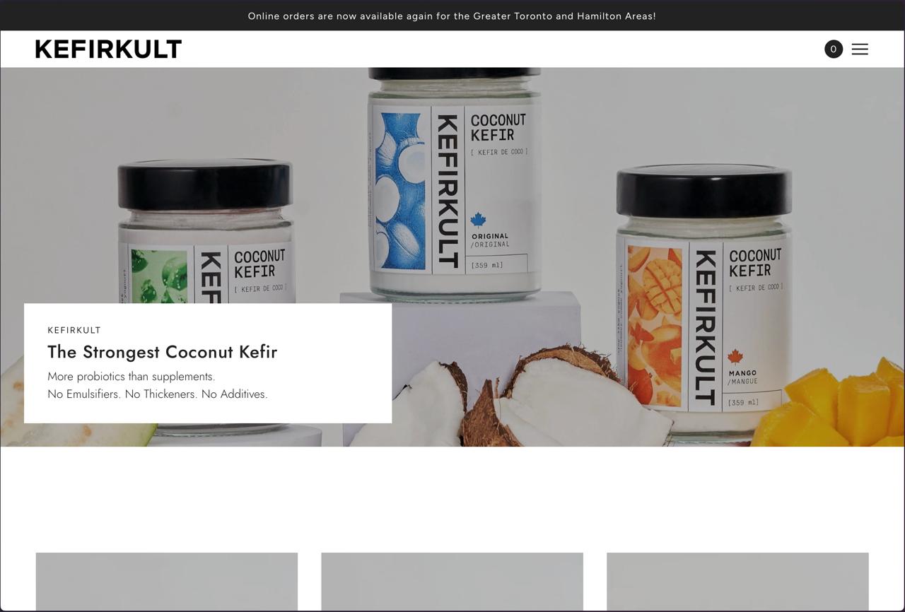 Kefir Kult coconut kefir storefront